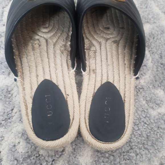 Gucci Marmot Espadrilles size 41 Like US size 9.5 Authentic Black and Go… - Picture 9 of 11